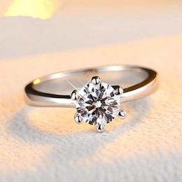 Wedding Rings Pretty Moissanite 925 Stamped Silver Shiny Crystal Diamond For Woman Gold Plated Fashion Party Jewelry Gifts