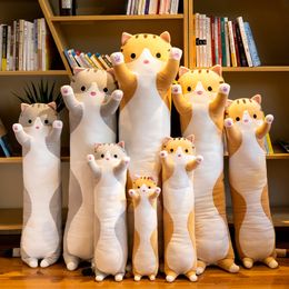 Plush Dolls Lovely Long Cat Toys Pillow Soft Sleeping Cushion Nap Stuffed Animal Kawaii Toy Children Girls Valentines 230303