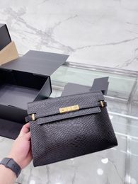 Women luxury designer bag, one-shoulder portable messenger purse classic snakeskin black simple stylish and versatile