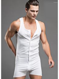 Underpants Men Sexy Sleeveless Fitness Rompers Comfortable Cotton Toning Jumpsuits Underwear Summer Siamesed Briefs Overalls Male Clothings