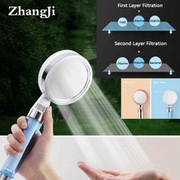 Bathroom Shower Heads Zhangji 10cm big panel with 2 layer Philtre Shower Head Water saving High Pressure with stop switch skin care shower ABS plastic J230303