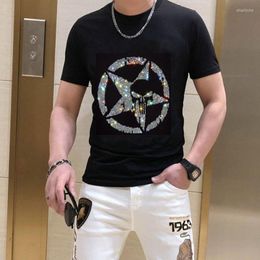 Men's T Shirts Shirt Men Round Neck Short Sleeve Tees Tops Diamonds Male Europe Style 074