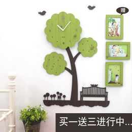 Wall Clocks 18" Mute Children Clock Reloj De Pared Relogio P Digital Living Room Decoration Saat Tree Type With Frames