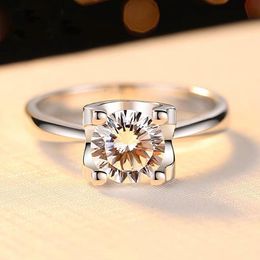 Cluster Rings Moissanite Ring 1ct 2ct 3ct White Gold EF Color Customizable Jewerly Round Cut Diamond Anniversary Gift For LoverCluster