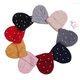 Beanies Beanie/Skull Caps Wool Hat Lovely Pearl Decoration Solid Colour Skullies Designer Beanie Knitted Twist Cover Pointed Winter