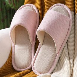 Slippers Fashion Women's Soft House Indoor Female Comfortable Linen Flip Flops Solid Colours Cotton Flat Home Shoes