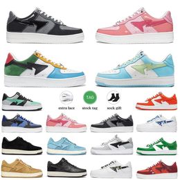 2023 Bapestas Baped Designer Casual Shoes Platform Sneakers Sk8 Sta Patent Leather Green Black White Plate-forme for Men Women Trainers Jogging 36-45