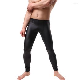 Men's Pants Men's Workout Fitness Compression Leggings PU Leather Bottom Men Bodybuilding Skin Tights Trousers Dance