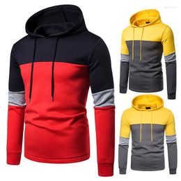 Men's Hoodies Men Streetwear Three Colour Stitching Splice Fashion Hoody Long Sleeve Brand Pullover Hoodie