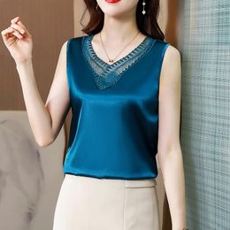 Women's Blouses Satin Womens Tops For Women Fashion 2023 Basic Lace Tank Vintage Corset Top Silk Clothing Summer Ladies