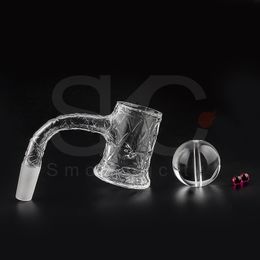 Sandblasted Full Weld Auto Spinner Smoke Quartz Banger Beveled Edge Evan Shore Nail With Carb Cap Pearls For Dab Rigs Glass Pipe Heady Bong