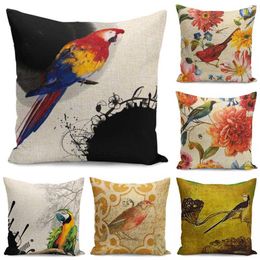 Pillow Funny Parrot Bird Throw Print Case Cover Sofa Square 18" Home Chair Decor