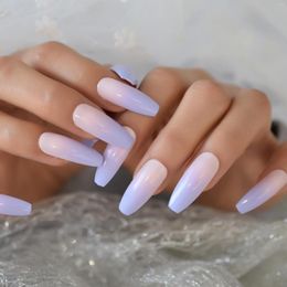 False Nails Extremely Long Nail Classic French Gel Artifical Shiny Gloss Ombre Press On