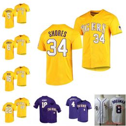 16 Brady Neal College LSU Tigers Baseball Jersey Alex Bregman LeMahieu Aaron Nola Aaron Hill Jared Jones Dylan Crews Tre Morgan Gavin Dugas Chase Shores Jerseys