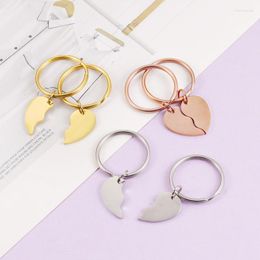 Keychains 10Pairs/Lot Mirror Polish Stainless Steel Blank Split Heart Key Chains For DIY Making Women Men Lover Jewellery