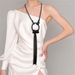 Chains Bohemian Pendant Necklaces For Women Rubber Rope Long Simple Tassel Sweater Chain Choker Hip Hop Jewellery Korean Fashion Necklace