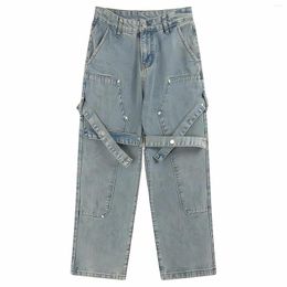 Men's Jeans Summer Korean Fashion Flared Pants Man Skateboard Streetwear Vintage Y2k Designer Cargo Straight Neutral Denim Trousers