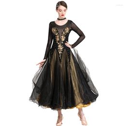 Stage Wear Ballroom Dance Competition Dress Standard Modern Costume Women Long Sleeves Waltz Dancing Clothes Dancewear WD55