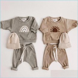 "Adorable Kids Clothes Set: Trendy Toddler Baby Boy Girl Pattern Casual Tops with Loose Trousers - 2Pcs Designer Outfit for Fashionable Children"