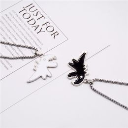 Pendant Necklaces 1PC Korean Version Of Cute Dripping Oil Cartoon Dinosaur Hip-Hop Necklace Romantic Couple Sweater Chain Jewellery