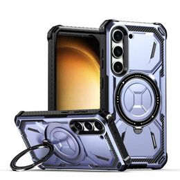 Rugged Armor Ring Bracket Magnetic Phone Case For iPhone 14 13 Pro Max Samsung Galaxy S23 Cover Anti Drop Shockproof Full Body Protection Compatible Magsafe Charging
