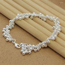 Charm Bracelets High Quality Silver Bracelet Grape Pearl Beads Simple For Women'S Party Jewellery Gift 8inch