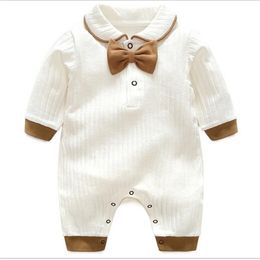 Newborn baby cotton Romper gentleman bow tie rompers boys girls long sleeve jumpsuit one-piece jumpsuits toddle infant kids designer clothes