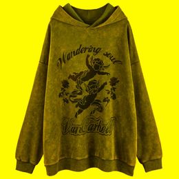 Men's Hoodies & Sweatshirts Unisex Vintage Long Sleeve Hooded Letter Printed Cotton Men Harajuku Oversized Distress Pullover Sweatshirt Stre