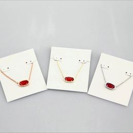 Collana con collane con ciondolo in pietra di vetro di colore rosso, collana placcata in oro reale, ciondola gioielli glitterati, regalo con lettera con sacchetto per la polvere gratuito