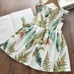 Girl Dresses Dress For Flying Sleeve Cool Summer Clothing Girls Plant Printing Kids Children's Going Out