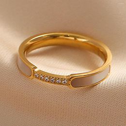 Wedding Rings Korean Stainless Steel Fairy Ring Gold Micro Inlaid Zircon Fritillary Exquisite Simple Ladies Engagement Banquet Jewellery