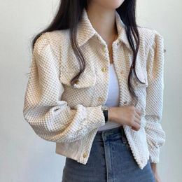 Women's Jackets Hikigawa Korean Chic Vintage Design Singlebreasted Coat Women Solid Cardigan Turn Down Collar Casual Slim Top Ropa Mujer