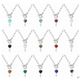 Pendant Necklaces Chunky Punk Sier Chain Y Choker Cuban Link Statement Jewellery For Women And Girls Gemstone Key Necklace Iq Clasp Dr Dh5Gw