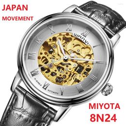 Wristwatches CADISEN Men's Mechanic Watch MIYOTA 8N24 82S0 Movement Automatic Top Leather Strap Sapphire Mirror Waterproof Dive Watches