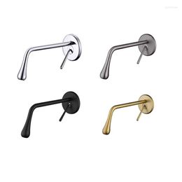 Bathroom Sink Faucets Basin Faucet Single Lever Rotation Wall Mounted Brass Mixer Tap Water In-Wall Style