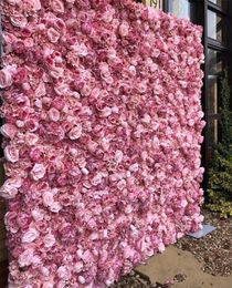 2023 40x60cm Silk Rose Flower Wall Artificial Flowers DIY Wedding Wall Decor Photography Backdrops Baby Shower Hair Salon Background