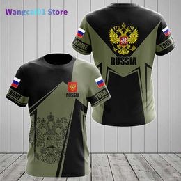 Men's T-Shirts Russia Men's T-shirts Casual Loose Round Neck Russian Flag Short Seved Tops Tees Men's Clothing Oversized T-shirt Streetwear 0304H23