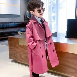 Jackets 2023 Spring Autumn Baby Boys Jakcets Long Coat Fashion Solid Cardigan Bottom Outerwear Children Windbreaker Coats