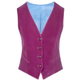 Women s Jackets Tailored Vest Fuchsia Velvet V Neck Elegant OL Waistcoat Single Breasted 4 Button Formal Business Aesthetic s 230303