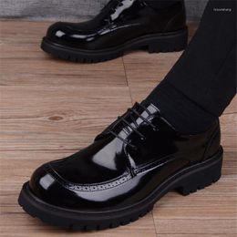 Dress Shoes Spring Autumn Casual Men Leather Office For Suits Round Head Platform Lace Up Oxfords