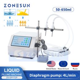 ZONESUN Liquid Filling Machine Double Nozzles Water Beverage Juice Perfume Vial Filling Machine Water Bottle Filler ZS-DPYT2P