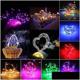 Christmas Decorations Tree Led Strings Lamp Copper Wire Solar Lights 10 20M Ip65 Waterproof Fairy Light 8 Mode Outdoor For Garden We Dhjvn