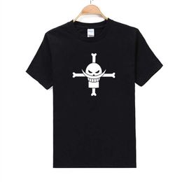 Men's T-Shirts Cotton Breathable Fit Men Whitebeard Pirates Men Tops Short Sleeve Fire Fist Ace Men Shirt Anime Cosplay