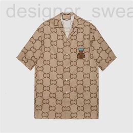 Men's Casual Shirts Designer 2022 LUXURY Fashion Tiger Letter V silk bowling shirt t Men Slim Fit Short Sleeve Dress Shirt UBB9