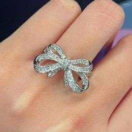 Wedding Rings Silver Colour Vintage Trendy Engagement Female Ring High Quality Jewellery In Romantic Full Dazzling Fashion Daily Wear Fidget