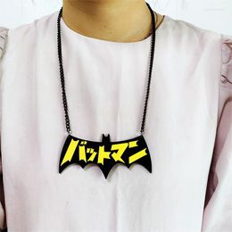 Pendant Necklaces Bat Necklace For Women Men Acrylic Jewellery Vintage Big Cartoon Black Chain Party Accessories