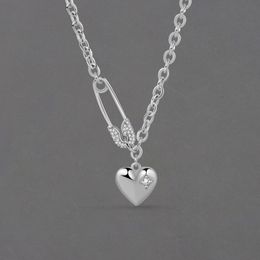 Collana in argento sterling per donne clip forma del cuore O Chain Chocker Chirstamas Gift Fashion Trendy Fine Jelwery