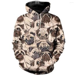 Men's Hoodies Liumaohua 2023 Fashion Mens 3D Printed Animal Cartoon Pug Hoodie Harajuku Streetwear Sudadera Hombre