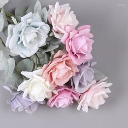 Decorative Flowers 10PCS 6 Color Rose Artificial Flower Branch Wedding Bouquet DIY Wall Wreath Flores Silk Fake For Home Decor