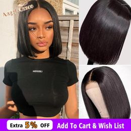 13x4 Lace Frontal Bob Wig Brazilian Straight Hair Natural Hairline 4x4 Closure Wig8-14" Short With Baby Remy